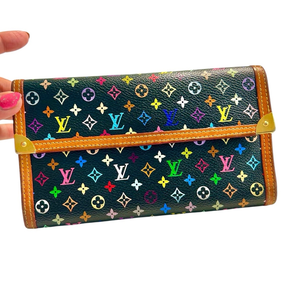 Louis Vuitton Black multicolor long wallet Authentic Beautiful vibrant condition